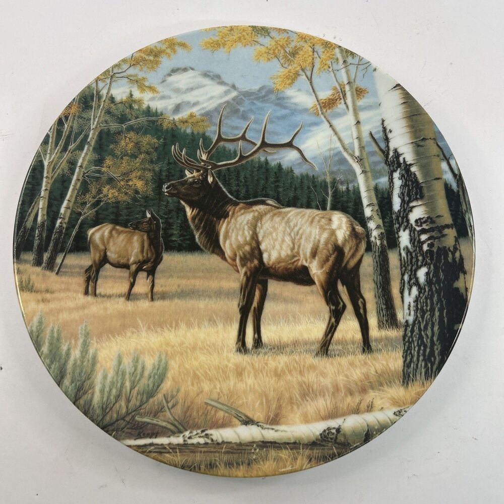 Vintage 1989 Dominion China "The Elk" Collector Plate Paul Krapf #8-D52-4.5
